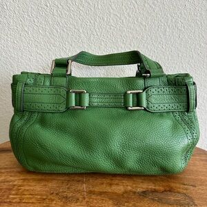 Perfect! Vintage DKNY Kelly Green Pebbled Leather Satchel Handbag